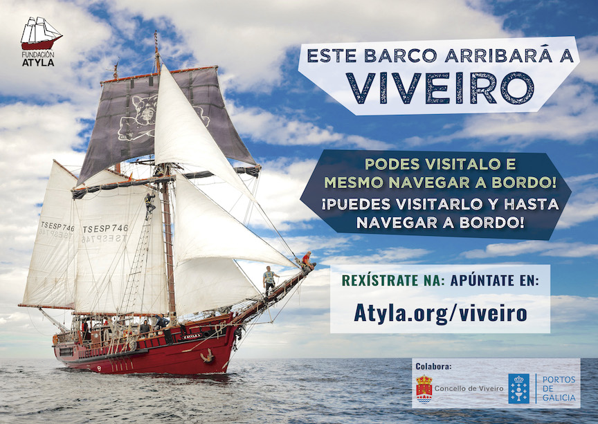 Cartel Atyla, Visita Viveiro Entradas Para Paseo en Velero, Excursión, Puertas Abiertas Gratis